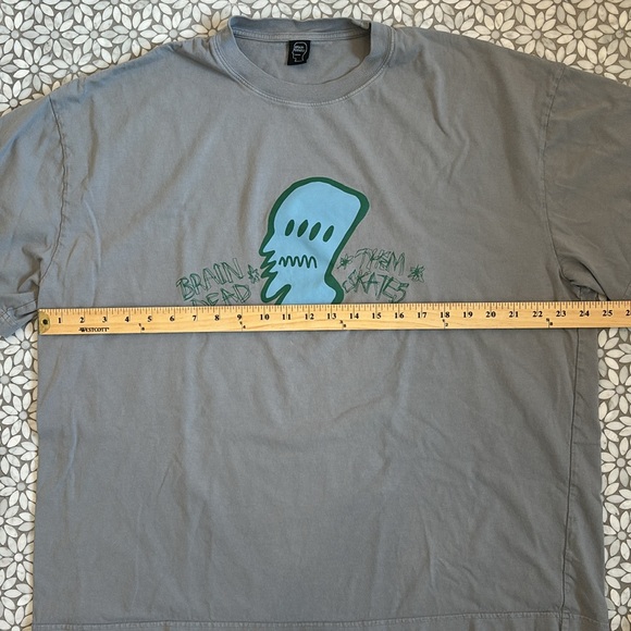 Men's Brain Dead Graphic Tshirt in Grey/Green, Size XL - Picture 7 of 8